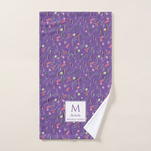 Floral MAUVE PRECIES MONogram VOOR GOD Gym Handdoek (Handdoek)