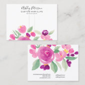 Floral mauve waterverf haarklem barrette display visitekaartje (Voorkant / Achterkant)