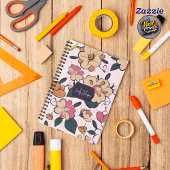 Floral Meadow Cream Pink Botanical Custom Name Notitieboek