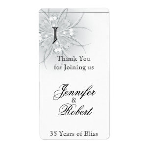 Floral Medallion Monogram Jubileum Wijnlabel Etiket