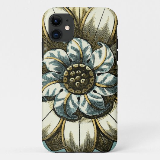  Floral Medallion op lichtblauwe achtergrond Case-Mate iPhone Case (Achterkant)