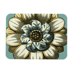  Floral Medallion op lichtblauwe achtergrond Magneet