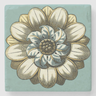  Floral Medallion op lichtblauwe achtergrond Stenen Onderzetter