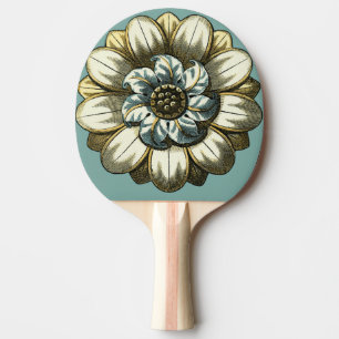 Floral Medallion op lichtblauwe achtergrond Tafeltennisbatje