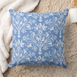  Floral Medallion White Cornflower Blue Kussen
