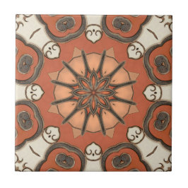 Floral mediterrane Abstracte geometrische Tegel Tegeltje