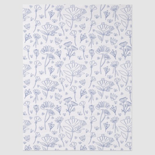 Floral medley outline in blue tissuepapier (Voorkant)