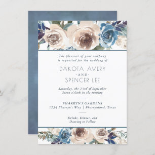 Floral meer Dusty Dandelion Garland Wedding Kaart