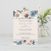Floral meer | Muted Blue en Cream Garland Wedding Kaart (Staand voorkant)