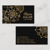 Floral Mehndi Golden Ornament Visitekaartje (Voorkant / Achterkant)