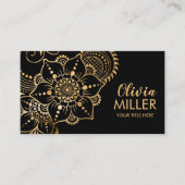 Floral Mehndi Golden Ornament Visitekaartje (Voorkant)