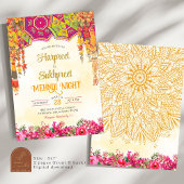 Floral Mehndi Night Ceremony Indiase bruiloft Kaart
