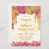 Floral Mehndi Night Ceremony Indiase bruiloft Kaart (Voorkant)