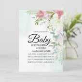 Floral Meisje Baby shower Uitnodiging (Staand voorkant)