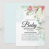 Floral Meisje Baby shower Uitnodiging (Voorkant / Achterkant)