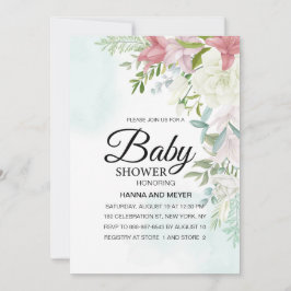 Floral Meisje Baby shower Uitnodiging