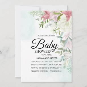 Floral Meisje Baby shower Uitnodiging