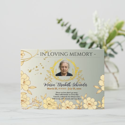Floral Memorial Card - Sympathy keepsake  Bedankkaart (Staand voorkant)