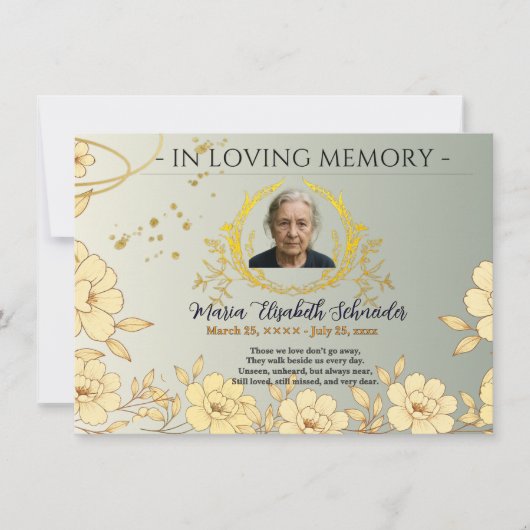 Floral Memorial Card - Sympathy keepsake Bedankkaart (Voorkant)