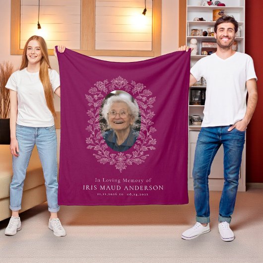 Floral Memorial foto in liefdevolle herinnering Fleece Deken