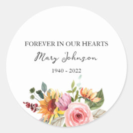 Floral Memorial Funeral Ronde Sticker