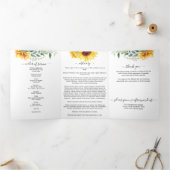 Floral Memorial Funeral Waterverf Drieluik Programma (Binnen)