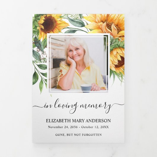 Floral Memorial Funeral Waterverf Drieluik Programma (Cover)