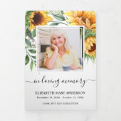 Floral Memorial Funeral Waterverf Drieluik Programma (Cover)