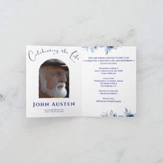 Floral Memorial Invitation 5,25-inch vierkante pla