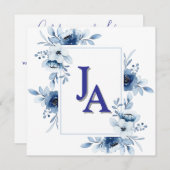 Floral Memorial Invitation 5.25" Square Flat Card Kaart (Voorkant / Achterkant)