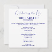 Floral Memorial Invitation 5.25" Square Flat Card Kaart (Achterkant)