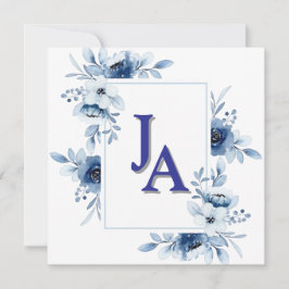 Floral Memorial Invitation 5.25" Square Flat Card Kaart