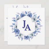 Floral Memorial Invitation 5.25" Square Flat Card Kaart (Voorkant / Achterkant)