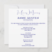 Floral Memorial Invitation 5.25" Square Flat Card Kaart (Achterkant)