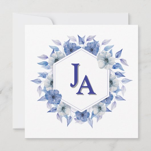 Floral Memorial Invitation 5.25" Square Flat Card Kaart (Voorkant)
