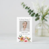 Floral Memorial Photo Funeral Prayer Card Visitekaartje (Staand voorkant)