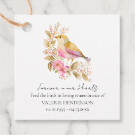 Floral Memorial Vogelzaad Favor Tags Bedankjes Labels