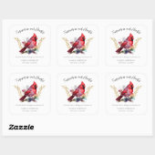 Floral Memorial Vogelzaad Kardinaal Vierkante Sticker (Vel)