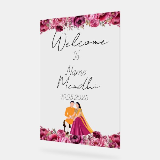 Floral Mendhi acryl teken Acryl Bord (Hoek)