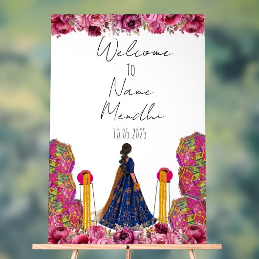 Floral Mendhi sign Acryl Bord (Neutraal)