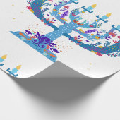 floral menorah hanukkah cadeaupapier (Hoek)