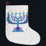 floral menorah hanukkah grote kerstsok<br><div class="desc">"floral menorah hanukkah", "floral menorah", "bloemen menorah", "paarse hanukkah", "roze hanukkah", "hanukkah menorah", "happy hanukkah", "channukah", "floral hanukkah", "Hanukkah"</div>