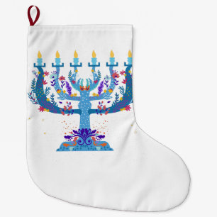floral menorah hanukkah grote kerstsok