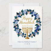 Floral Menorah Hanukkah Holiday Kaart (Voorkant)