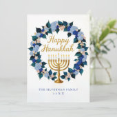 Floral Menorah Hanukkah Holiday Kaart (Staand voorkant)