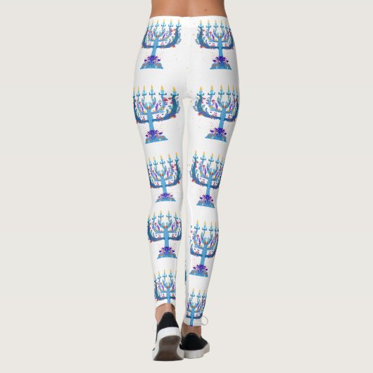 floral menorah hanukkah leggings (Achterkant)
