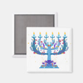 floral menorah hanukkah magneet (Voorkant / Achterkant)