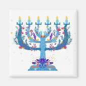 floral menorah hanukkah magneet (Voorkant)