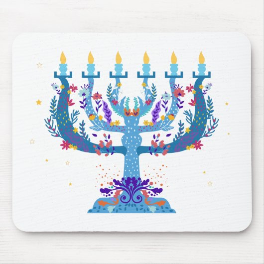 floral menorah hanukkah muismat (Voorkant)