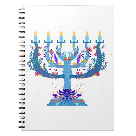floral menorah hanukkah notitieboek (Voorkant)